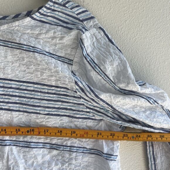 Habitat Blue White Stripe Boxy Blouse Women’s Large Lagenlook Coastal - Picture 6 of 6